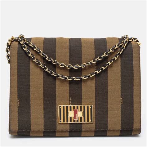 fendi large pequin stripe claudia bag|Fendi Large Pequin Claudia Bag .